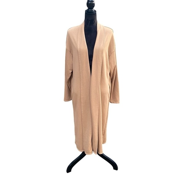 Fashion Nova Ladies Long Line Open Duster Brown Pockets XL Polyester and Cotton - Picture 2 of 10